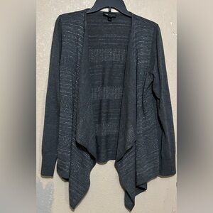 I.N. Studio Gray Cardigan Sweater with Waterfall Hem